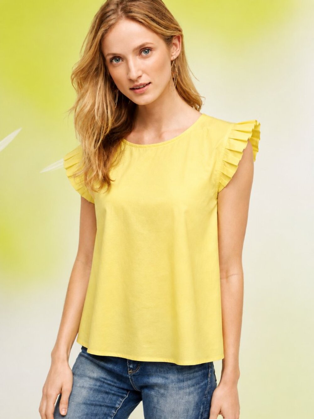 ANTHROPOLOGIE: Pleated Sleeve Poplin Tank
